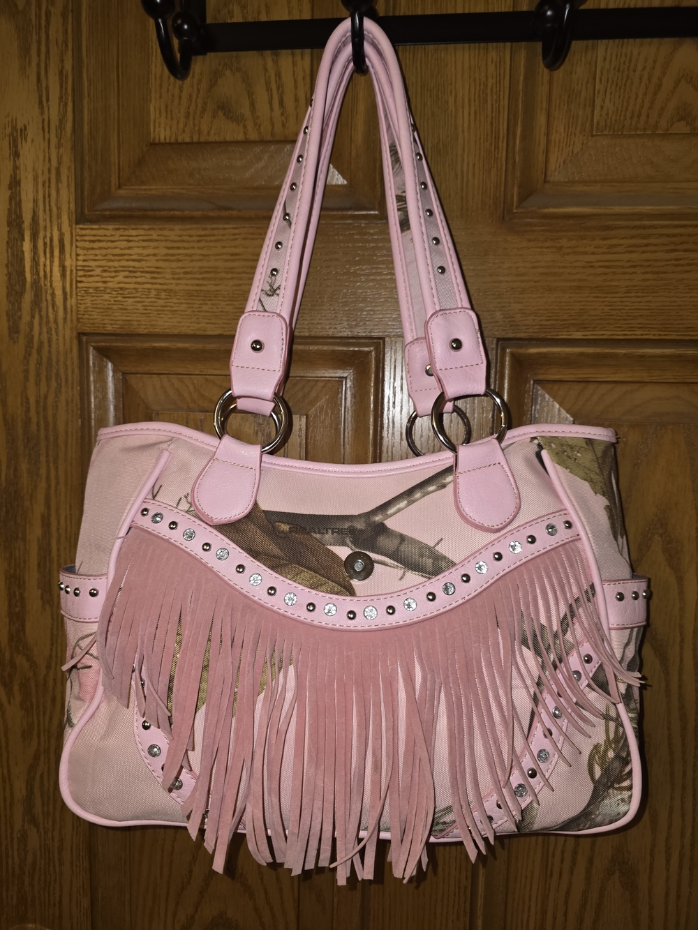 Pink Camo Fringe Tote Handbag - Mossy Oak